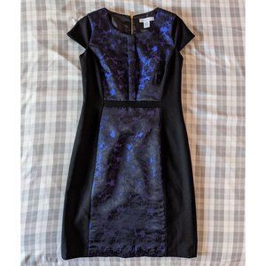 Liz Claiborne Shimmering Purple and Black Lined Panel Dress (Size 6)